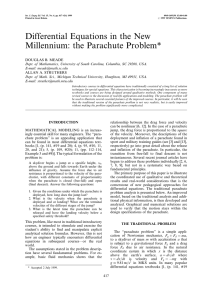 Differential Equations in the New Millennium: the Parachute Problem*