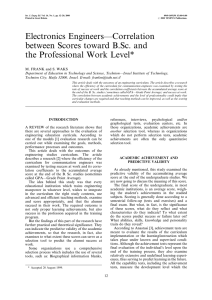 Electronics EngineersÐCorrelation between Scores toward B.Sc. and the Professional Work Level*