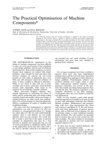 The Practical Optimisation of Machine Components*