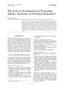 The Role of Accreditation in Promoting Quality Assurance of Technical Education*