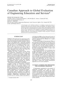 Canadian Approach to Global Evaluation of Engineering Education and Services*