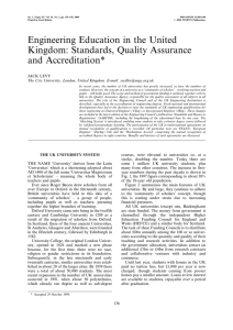 Engineering Education in the United Kingdom: Standards, Quality Assurance and Accreditation* JACK LEVY
