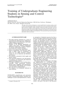 Training of Undergraduate Engineering Students in Sensing and Control Technologies*