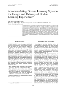 Accommodating Diverse Learning Styles in the Design and Delivery of On-line