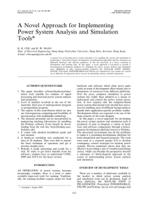 A Novel Approach for Implementing Power System Analysis and Simulation Tools*
