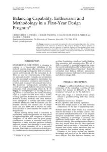 Balancing Capability, Enthusiasm and Methodology in a First-Year Design Program*