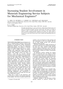 Increasing Student Involvement in Materials Engineering Service Subjects for Mechanical Engineers*