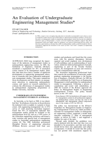 An Evaluation of Undergraduate Engineering Management Studies*