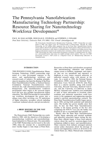 The Pennsylvania Nanofabrication Manufacturing Technology Partnership: Resource Sharing for Nanotechnology