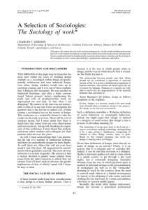 A Selection of Sociologies: The Sociology of work*