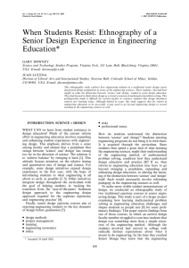 When Students Resist: Ethnography of a Senior Design Experience in Engineering Education*
