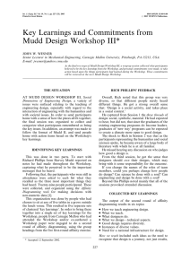 Key Learnings and Commitments from Mudd Design Workshop III*