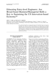 Educating Entry-level Engineers: Are Broad-based Business/Managerial Skills a