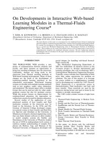 On Developments in Interactive Web-based Learning Modules in a Thermal-Fluids Engineering Course*