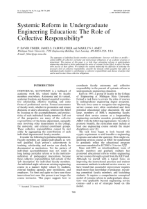 Systemic Reform in Undergraduate Engineering Education: The Role of Collective Responsibility*