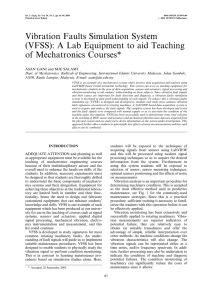 Vibration Faults Simulation System (VFSS): A Lab Equipment to aid Teaching