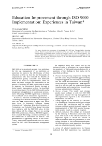 Education Improvement through ISO 9000 Implementation: Experiences in Taiwan*