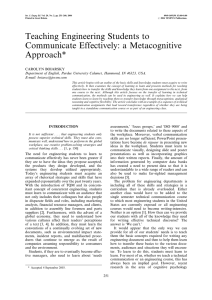 Teaching Engineering Students to Communicate Effectively: a Metacognitive Approach*