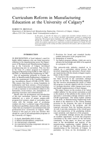 Curriculum Reform in Manufacturing Education at the University of Calgary*