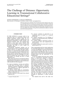 The Challenge of Distance: Opportunity Learning in Transnational Collaborative Educational Settings*