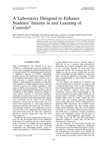 A Laboratory Designed to Enhance Students' Interest in and Learning of Controls*