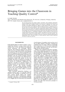 Bringing Games into the Classroom in Teaching Quality Control*