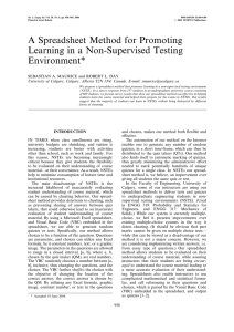 A Spreadsheet Method for Promoting Learning in a Non-Supervised Testing Environment*