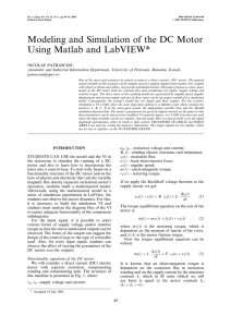 Modeling and Simulation of the DC Motor Using Matlab and LabVIEW*