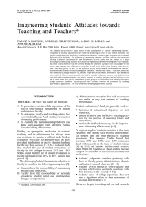 Engineering Students' Attitudes towards Teaching and Teachers*