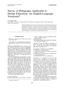 Survey of Pedagogics Applicable to Design Education: An English-Language Viewpoint*