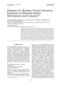 Elements of a Realistic Virtual Laboratory Experience in Materials Science: