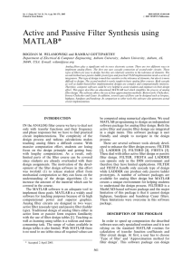 Active and Passive Filter Synthesis using MATLAB*