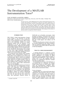 The Development of a MATLAB Instrumentation Tutor*