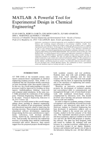 MATLAB: A Powerful Tool for Experimental Design in Chemical Engineering*