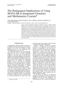 The Pedagogical Implications of Using MATLAB in Integrated Chemistry and Mathematics Courses*