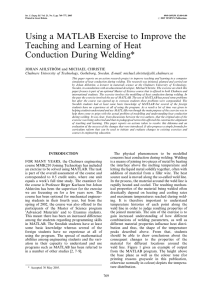 Using a MATLAB Exercise to Improve the Conduction During Welding*