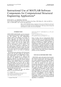 Instructional Use of MATLAB Software Components for Computational Structural Engineering Applications*