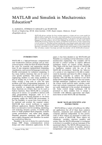 MATLAB and Simulink in Mechatronics Education*