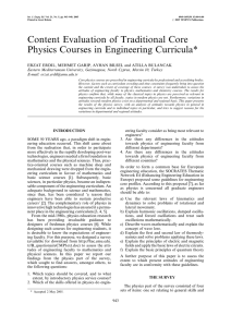 Content Evaluation of Traditional Core Physics Courses in Engineering Curricula*