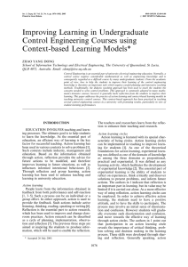 Improving Learning in Undergraduate Control Engineering Courses using Context-based Learning Models*