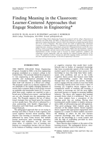 Finding Meaning in the Classroom: Learner-Centered Approaches that Engage Students in Engineering*