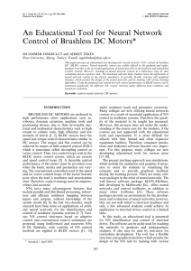 An Educational Tool for Neural Network Control of Brushless DC Motors*