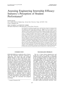 Assessing Engineering Internship Efficacy: Industry's Perception of Student Performance*