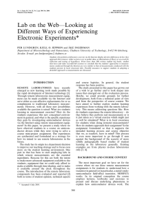 Lab on the WebÐLooking at Different Ways of Experiencing Electronic Experiments*