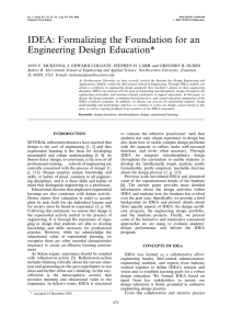 IDEA: Formalizing the Foundation for an Engineering Design Education*