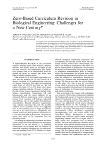 Zero-Based Curriculum Revision in Biological Engineering: Challenges for a New Century*