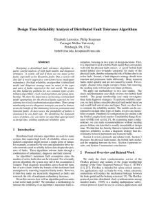 Design Time Reliability Analysis of Distributed Fault Tolerance Algorithms