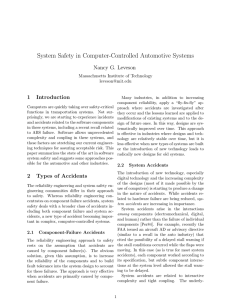 System Safety in Computer-Controlled Automotive Systems Nancy G. Leveson 1 Introduction