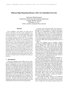 Efficient High Hamming Distance CRCs for Embedded Networks