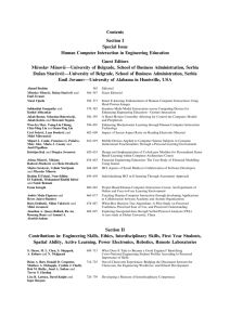 Contents Section I Special Issue Human Computer Interaction in Engineering Education
